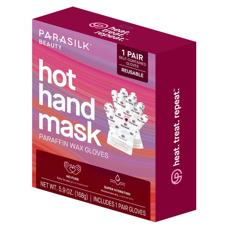 Parasilk Beauty Hot Hand Maskâ€“ 1 Pair Self-Contained Paraffin Wax Gloves, Intensive Hydration. Infused with Vitamin E, Coconut, Argan, & Marula Oil - Image 1